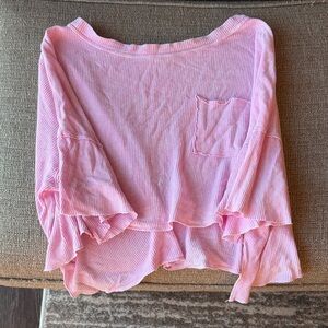 Pink Cropped Short Sleeve Top
